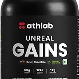 (by Nutrabay) Unreal Gains Mass Gainer | Organic Tapioca, Naturally Flavoured & Sweetened with Monk Fruit | 50g Protein, 1242 Caloreis, Easy Digesting Weight Gain Protein Powder - Dutch Chocolate, 1 kg-image-37