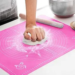 CRIYALE Silicone Baking Mat Sheet | Roti Making Mat | Table Placemat Pad | Silicon Fondant Rolling Mat | BPA-Free Non-Stick Pastry Board Matt | Dough Making Kitchen Gadgets Cooking Tools (Pink)-picture-15