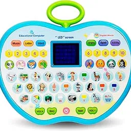 VGRASSP Apple Shape Educational Mini Computer Laptop Toy for Kids LED Display and Fun Music for Learning Alphabets Numbers Words and Animals - Color As Per Stock-picture-21