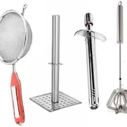 KE_Kitchenware Combo Stainless Steel Soup Strainer with Square Masher and Regular Steel Gas Lighter Multicolor (Pack of 4) (DG-E)-picture-26