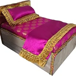 Luxurious Wooden Bed for 0-1-2-4 No Size Laddu Gopal Ji, Krishna Ji, Kanha Ji, Thakur Ji Bed Comes with Beautiful Mattress,1 Large Pillow,1 Night Cover Sheet (Grey Wooden Bed Kanha Ji, 4-5 Size)-picture-57