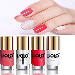 VOLO Dazzling Glow Long Stable High Definition Nail Polish Combo Set Of 4(Pink Mania, Extra Shine Top Coat, Carrot Red, Matte White)-picture-25