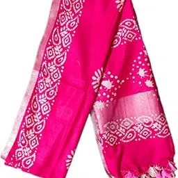 Handcrafted Cotton Linen Dupatta with Block Print Design,Traditional Paisley Pattern with Tassels And Silver Zari Border-picture-44