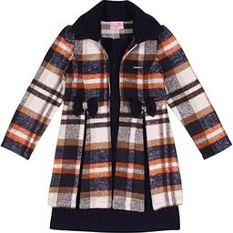 cutecumber Navy Shift Dress with Navy Check Tweed Long Blazer-picture-26