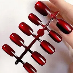 Beauty Tips artificial nails. cat eye nails.Royal red color simple elegant. please measure your nail size first. 10pcs,SCE3021 Size S-picture-49