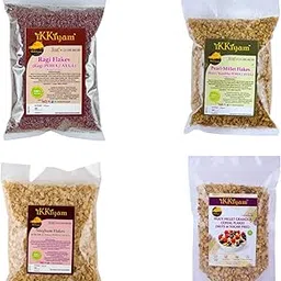 ikkiyam Combo of Bajra Jowar Ragi flakes and Multi millet Granola cereal flakes Nuts and Sugar free Pack of 4 250g Each Gluten-Free Best Breakfast for healthy day start No preservatives 100 Percent Natural grains for Kids and Adults-picture-24