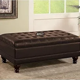 CRUZ INTERNATIONAL - online shopping-be ready ! Classic 2-Seater Upholstered Ottoman Settee Couch Bench Pouffe Footstool with Storage - Teal Sofa for Living Room, Bedroom, or Office (Brown)-picture-54