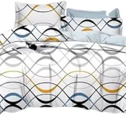4 Piece Cotton Bedding Set, Double Bed Comforter with Bedsheet and 2 Pillow Covers, Geometric Pattern-picture-24