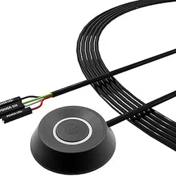 Zeitel® Desktop LED Computer Power Button PC Switch External Power Switch with with 2m Cables PC DIY Modification Self Adhesive External PC Power Button Switch Button-picture-37