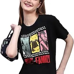 free authority Official Spy X Family Anime Graphic Print Pure Cotton Regular Fit Tshirt for Women-picture-56