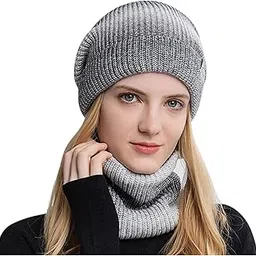 sannidhi Knit Winter Hat & Neck Gaiter Fashion Gradient Grey Unisex Winter Soft Knit Beanie Hat Neck Warmer for Men Women Christmas Gift Birthday Gift-picture-30