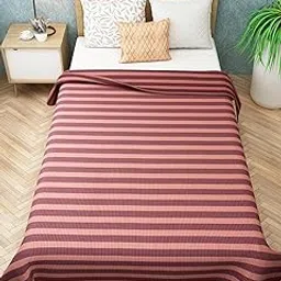 Athom Living Star Chaddar Summer Stripes Cotton Bedsheet (135x220 cm) - Soft, Lightweight,Single Pack for All Seasons. (Peach)-picture-27