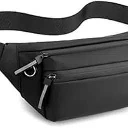 Khushal Enterprises Waist Pack Travel Handy Hiking Zip Pouch Document Money Phone Belt Sport Bag for Men and Women and Adult Leather (Black)-picture-15