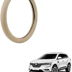RKPSP Beige Leather Luxury Super Fiber Non-Slip Steering Wheel Cover for Koleos-image-17