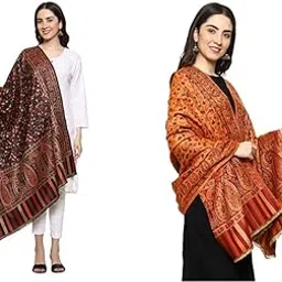 weavers villa Women's Kashmiri Woven Acro Wool Paisley Kani Ladies Shawl, 100cm x 200cm Women's Kashmiri Woven Acro Wool Paisley Kani Ladies Shawl, 100cm x 200cm-picture-49