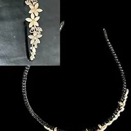 Crystal Flower Headband with Rhinestones, Black and Rose Gold, Wedding Hair Accessory-picture-54