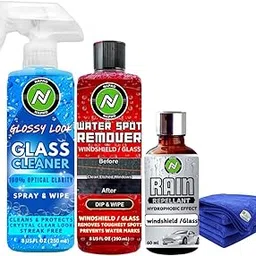 Napko Auto Care Water Spot Remover(100ml)+Glass Cleaner(100 ml)+Rain Repellant(60ml)+Microfiber Cloth (4 Items Pack Liquid)-image-20