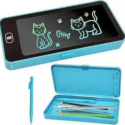 LCD Writing Tablet Pencil Box, Drawing Board Case with Erase Button, Magic Storage for Stationery, Random Colour (LCD Pencile Case) (Blue)-image-90