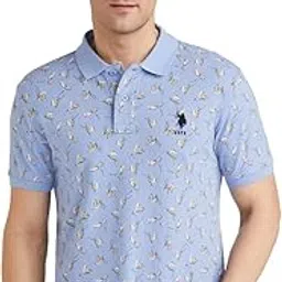 u.s. polo assn. Men's Cotton Slim Fit Ribbed Collar Floral Pattern Polo Shirt-picture-17