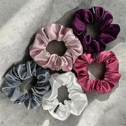 Pickaboo Satin Scrunchies Pack of 5 | Premium Moss Satin Hair Bands for Women & Girls | Soft, No-Crease Hair Ties | Luxury Hair Accessories (Blush)-picture-52