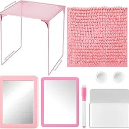 Maxcheck 8 Pcs Locker Accessories Set Locker Rug Magnetic Mirror Locker Organizer Dry Erase Markers Whiteboard Locker Magnets Locker Shelf Locker Decorations for Office School Essentials (Pink)-picture-24