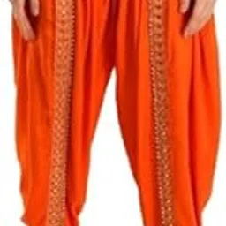 Women & Girls Cotton Rayon Solid Full Length Lace Mid Rise Loose Fit Plain Dhoti Pant and Salwar Patiala-Free Size-Orange-image-40