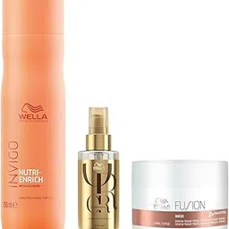 Wella Fusion Hair Mask 150ml, Nutri-Enrich Shampoo 250ml & Oil Reflections Hair Oil 30ml | Hair Strengthening & Nourishment with Goji Berry & Avocado-image-24