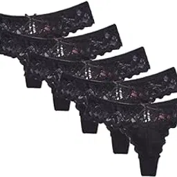 chill pookie Women’s Floral Lace Thong | Soft Stretchy | Sheer Net S/M/L Pack of - 5 Women and Girls Panty Multicolor-picture-39