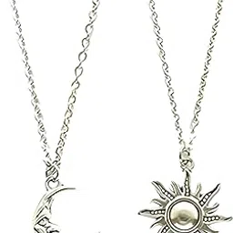 godsdwares 2Pcs Sun and Moon Necklace, Friendship Necklace, Sun - Celestial Openwork Pendant Set with Adjustable Chain for Women Girls Best Friend Gift-picture-33