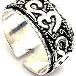 ridvik Om Ring Embossed Om Band Male Jewelry Black Oxidised Plated Band Adjustable Ring-picture-12