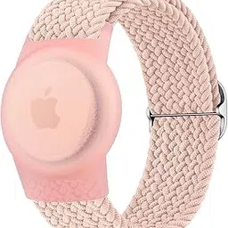 Airtag Kids Wristbands with Elastic Braided Strap GPS Tracker Holder Protector,Lightweight, Breathable Anti-Lost Airtag Wristbands for Kids and Toddler (Pink Sand) image 1