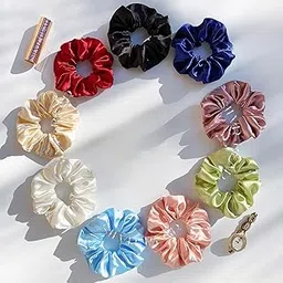 Silvr Bear Premium Satin Scrunchies for Women/Girls | Pack of 10 | Anti-Hair-Breakage Hair Ties, Scrunchy For Women, Best Gift for Sister, Friend, Mom | SAME COLORS AS PIC (Pastel 10)-picture-32