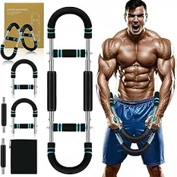 Rictine Twister Arm Trainer, 50-110lb 6-Level Force Adjustment Chest Workout Equipment, Arm Trainer, Portable Power Twister Bar, Chest Trainer for Men & Women, Detachable Design Fitness (Blue)-image-73