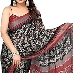 mirchi fashion Women's Latest Chiffon Batik Printed Saree with Blouse Piece-picture-42