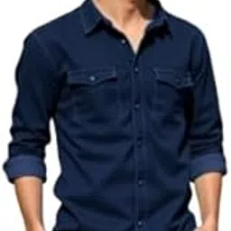 new-18 Trendy Denim Shirt for Men | Full Sleeves | Navy Blue Color-picture-23