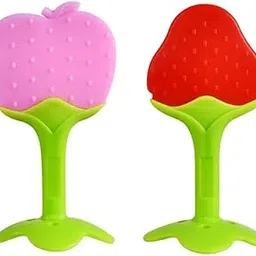 en ligne Enligen Baby Teething Toys for Newborn Infant, BPA Free Safe Silicone Fruit Baby Teethers for Babies 0-6 Months 6-12 Months ( Pack Of 2 ) (Apple + Strawberry)-picture-66