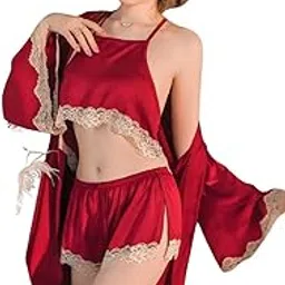 for you for me Night Short Dress for Women, Silk Blend Above The Knee Modern Relaxed Fit Cami Tops, Shurg & Short Night Sleepwear Lingerie Nightsuit-picture-10