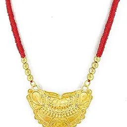 sanvis 1 Gram Gold Plated Traditional Mangalsutra With Red Beads Chain-picture-14