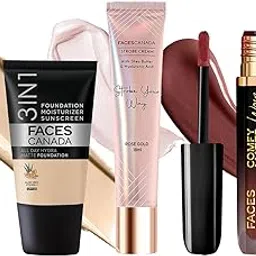 FACES CANADA Celeb Glow Combo | Strobe Cream - Rose Gold, 18ml + Hydra Matte Foundation - Absolute Ivory, 18ml + Comfy Matte Wow - Cocoa Crush, 3.8ml | Highlighter | Highly Pigmented | Pack of 3-picture-43
