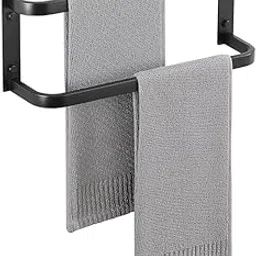 Accurate Trader 16 Inch Double Towel Bar- Rustproof Matte Black Wall Mounted Rack for Bathroom, Heavy Duty Towel Holder for Bathroom, Laundry Room, Hotel,Modern Home Decor (1pcs Black)-picture-36