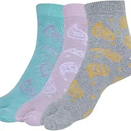 allen solly Women's Cotton Quarter Length Thumb Socks (Pack of 3) Sea Green, Baby Pink, Light grey Melange-picture-29