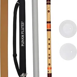 Punam Flutes G Natural Small Right Hand Bamboo Flute Bansuri Size 13 Inches-picture-33
