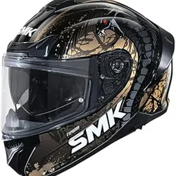 SMK Typhoon Rep_Tile Full Face Helmet Multi-Destiny EPS, and Glossy Aerodynamic Graphics Design, with Balaclava ( GL277/Black and Brown - L )-picture-14