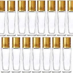 Glass Roll On Bottles Set with Gold Cap, 6ml Essential Oil Containers, Clear Glass Vials, Refillable Travel Size, Pack of 15-picture-46
