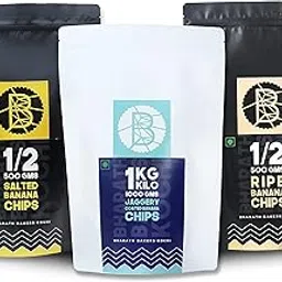 Bharath Bakers Kochi- Salted, Ripe and Jaggery Coated Banana Chips 3 in 1 Combo (Large Combo)- Pack of 3 - Banana Chips (Salted) 500 GMS X 1, Banana Chips (Ripe) 500 X 1, Banana Chips (Jaggery Coated) 1000 GMS X 1-picture-34