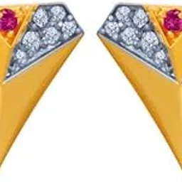 p.c. chandra jewellers 14k (585) Yellow Gold and American Diamond Stud Earrings for Women-picture-19