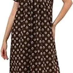 sephani Women's Nighty Maxi Dress | Printed Nightgown Full Length Trendy | Half Sleeves Cotton Fabric-picture-61