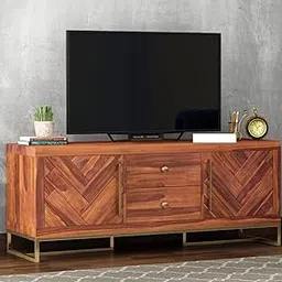 Solid Wood TV Unit for Living Room 55 Inch Furniture - Wooden TV Unit with Storage Cabinet with 2 Drawer, 4 Shelves Wooden TV Cabinet - Fits up to 55-Inch TV (Design 65)-picture-50