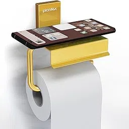 Plantex 304 Grade Stainless Steel Tissue Paper Roll Holder/Toilet Tissue Holder with Mobile Stand/Bathroom Accessories (Crystal, PVD Gold)-picture-13