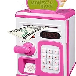 Toyshine Money Safe Kids with Finger Print Sensor Piggy, Savings Bank with Electronic Lock - Pink image 1